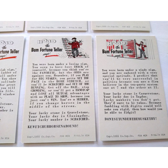 8 Horoscope Fortune Teller Penny Arcade Game Machine Cards Exhibit 1966 Vintage - Picture 4 of 5